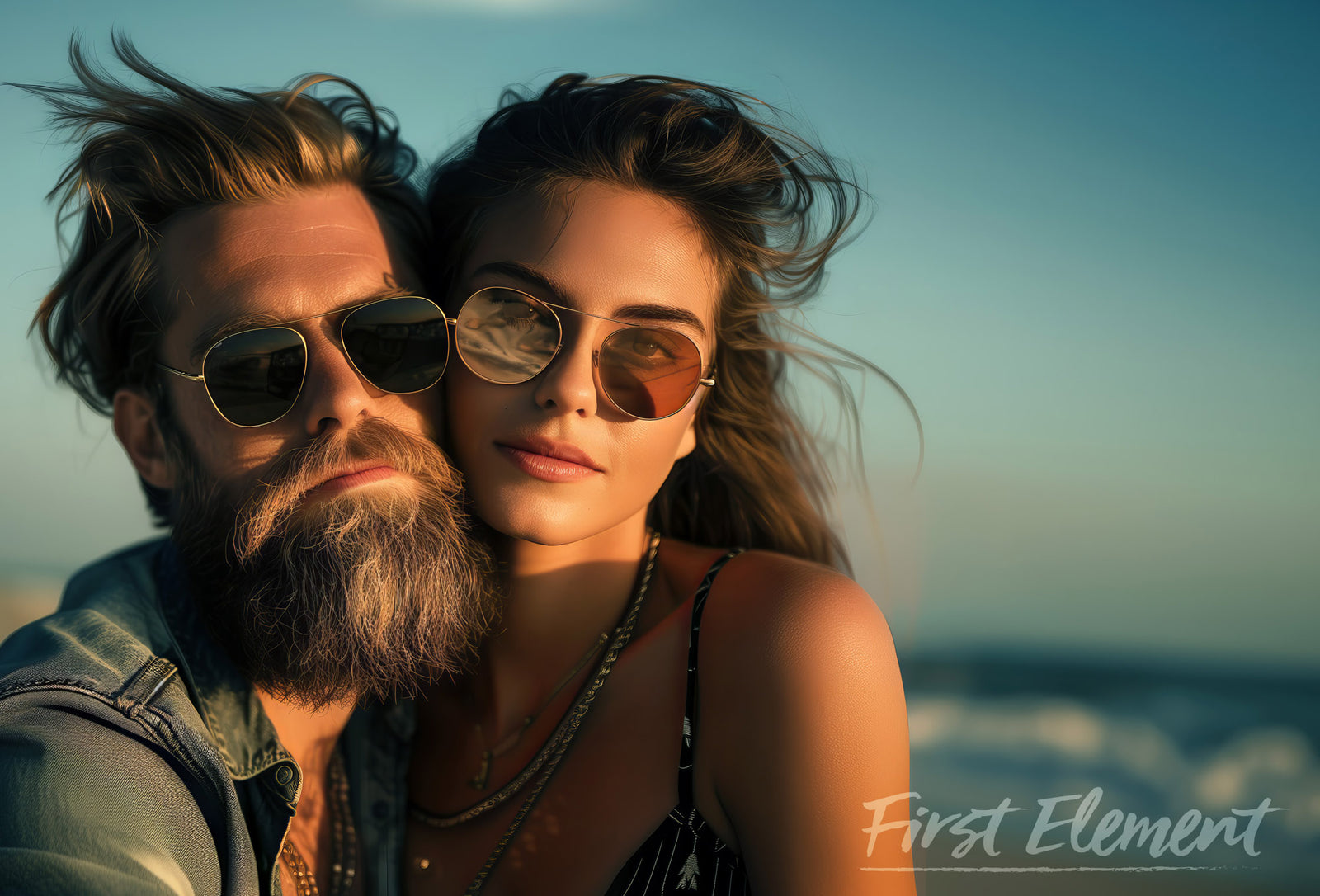 Attractive couple in summer wearing glasses, bearded man - top 7 ways to have the best beard this summer