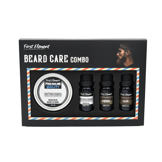 Beard Care Kit - Beard Balm Distinguished and three Beard Oils Cedar Leather, Distinguished and cedar tobacco