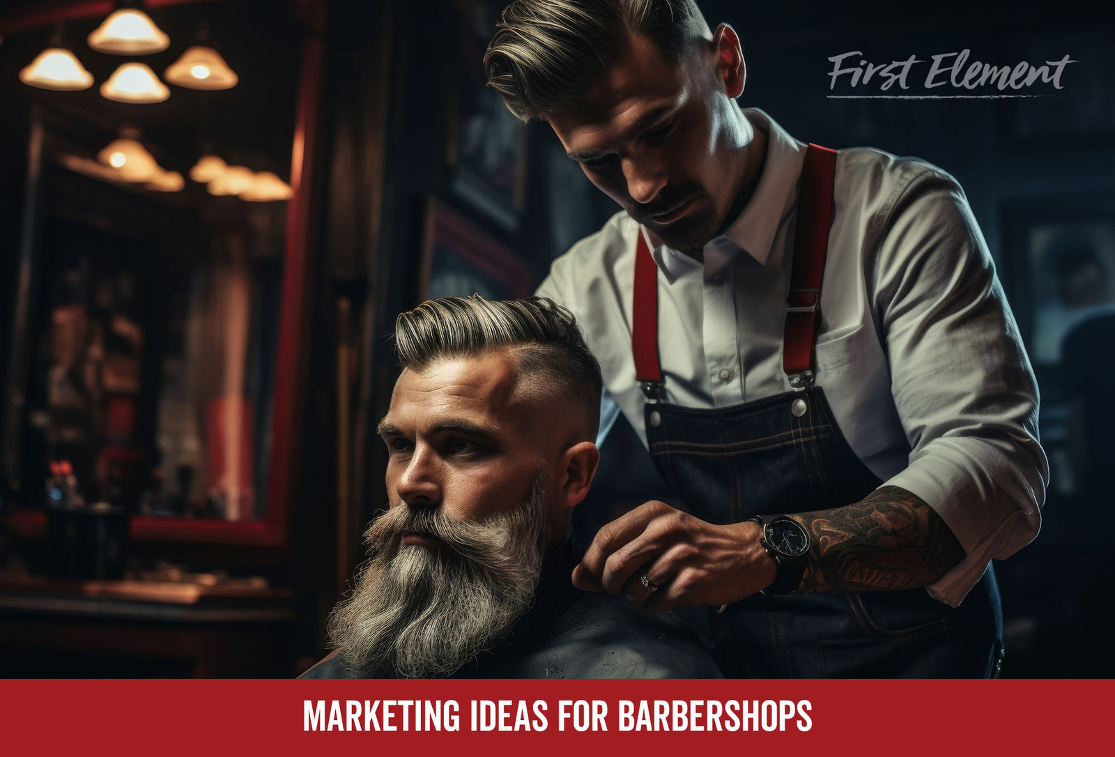 Barber cutting a bearded mans hair - marketing ideas for barbershops to earn more