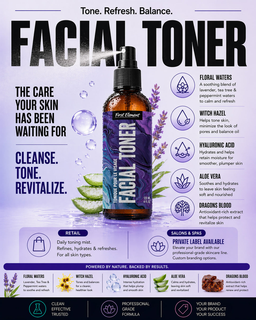 Hyaluronic Facial Toner - Lavender Mint &amp; Tea Tree
