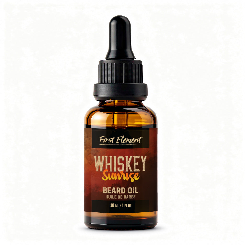First Elements Whiskey Sunrise Beard Oil - Made in Canada on a white background