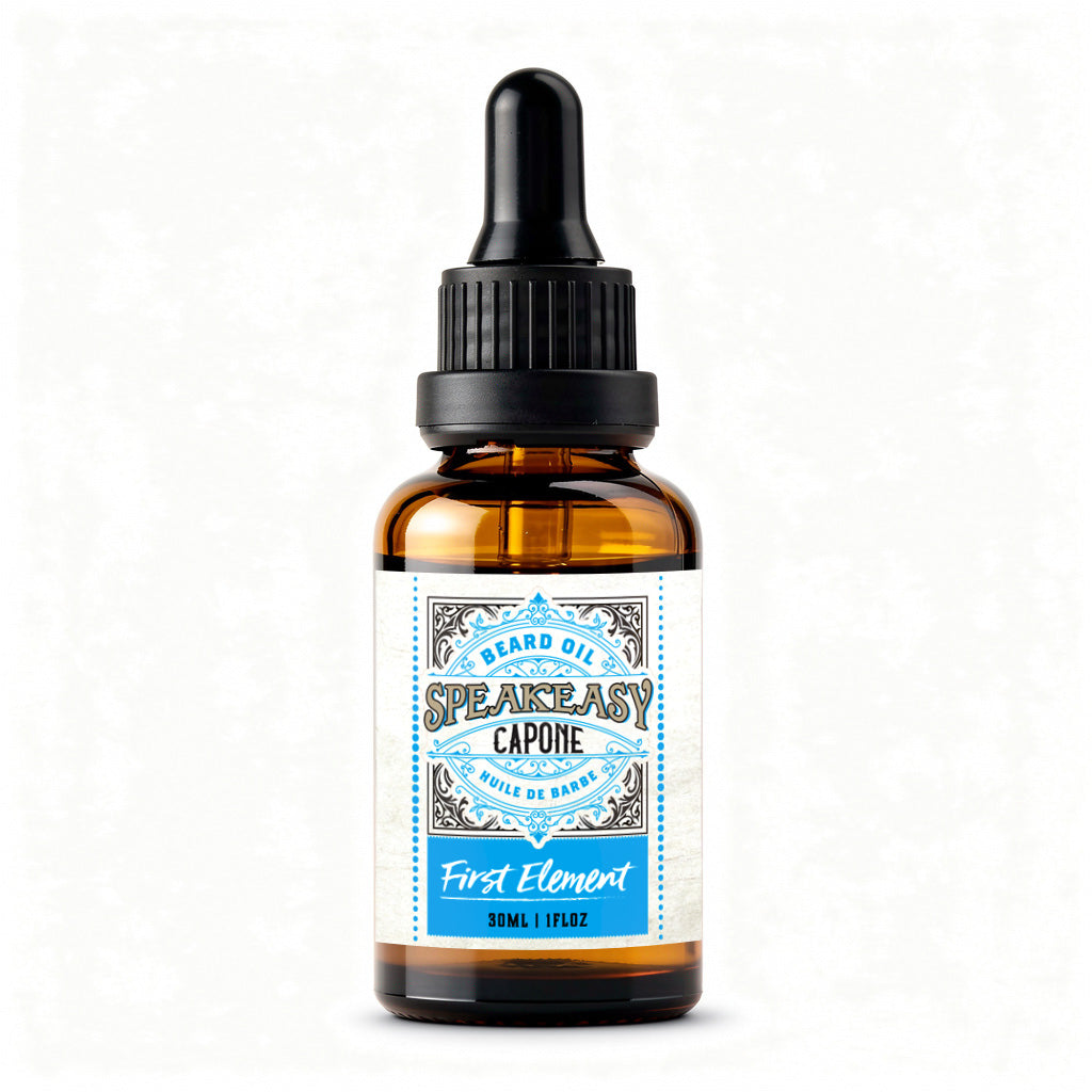 Speakeasy Capone Beard Oil by First Element on a white background - made in canada