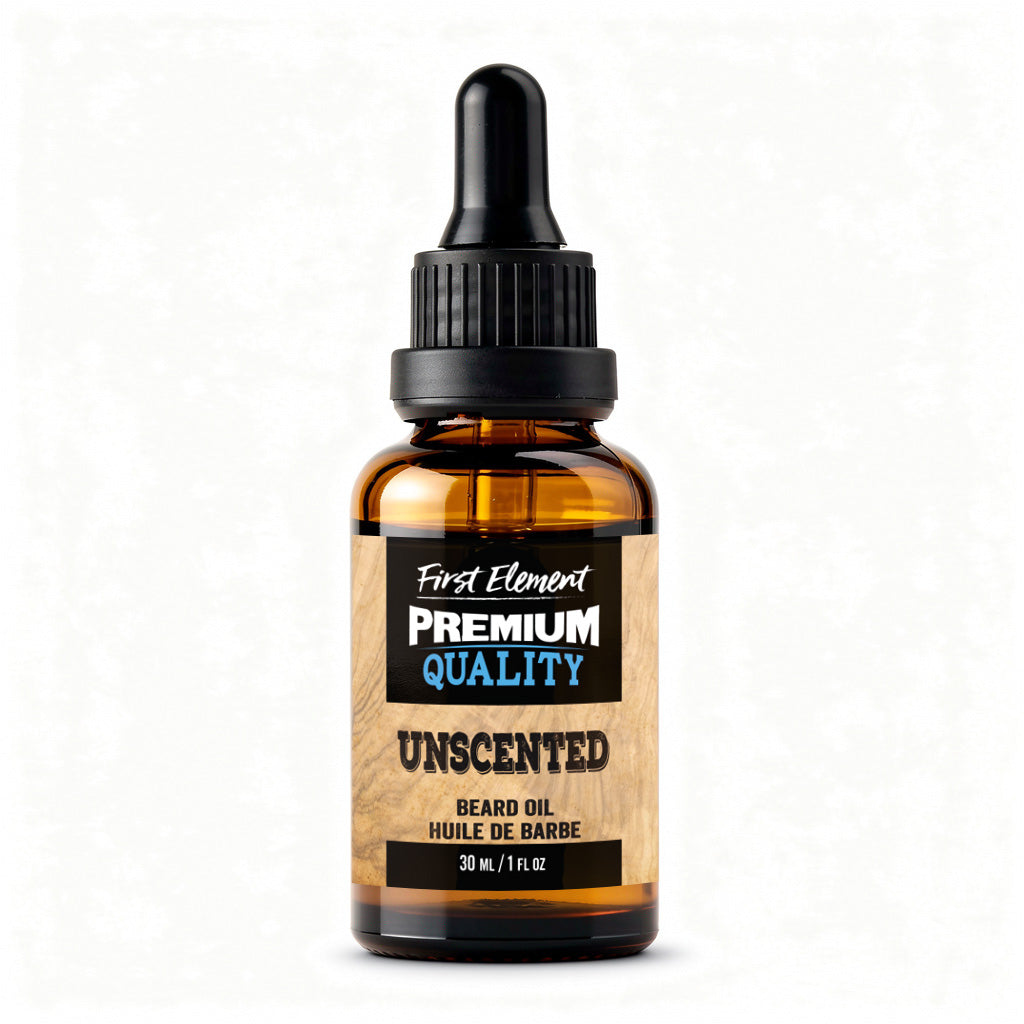 Unscented Beard Oil by First Element on a white background - made in canada