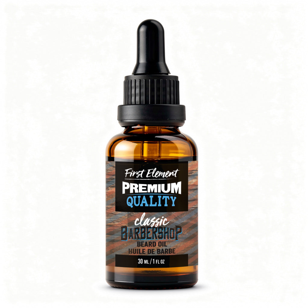 Classic Barbershop Beard Oil by First Element on a white background - made in canada