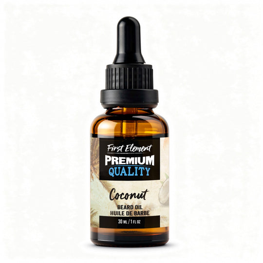 Coconut Beard Oil by First Element on a white background - made in canada