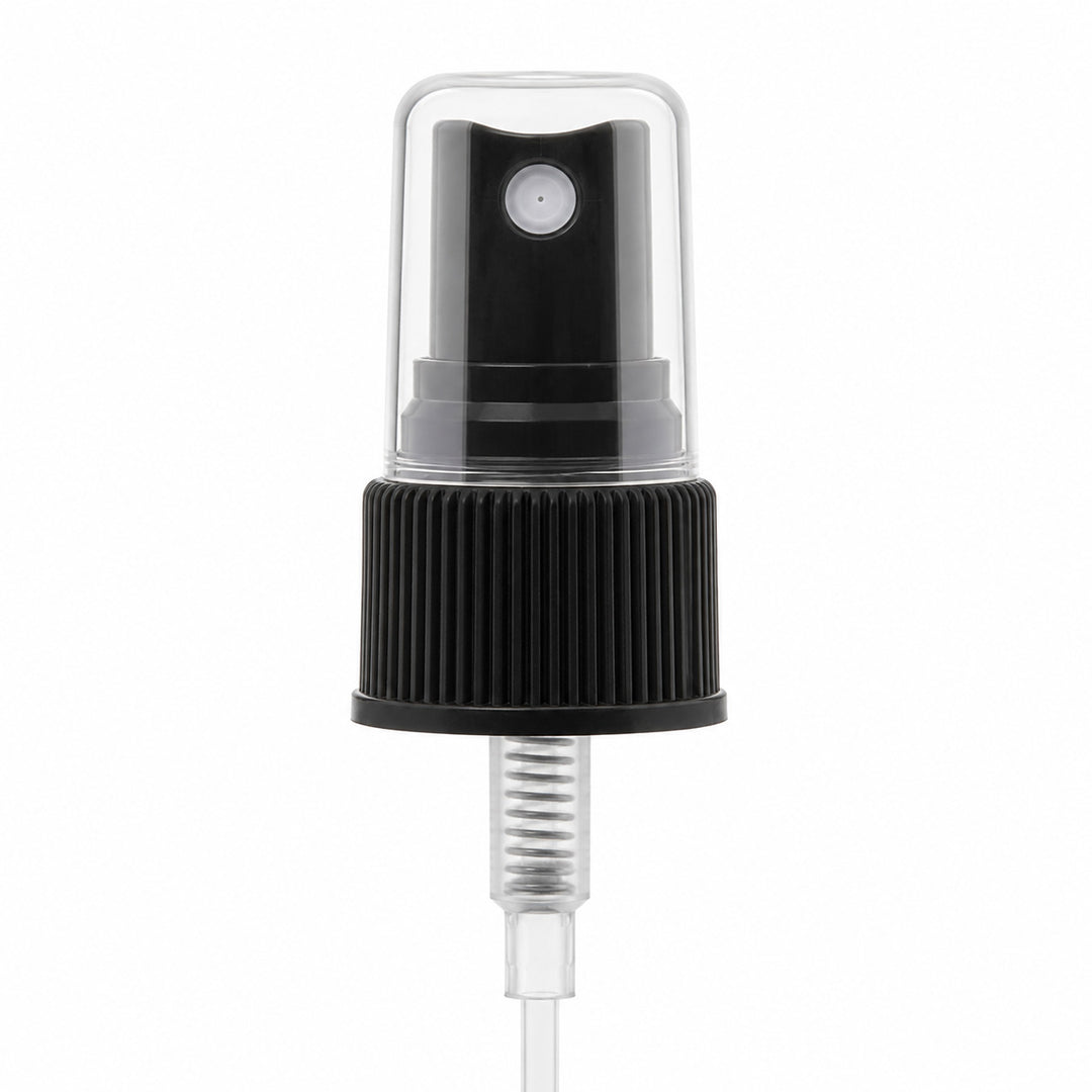 Black fine mist spray nozzle on a white background
