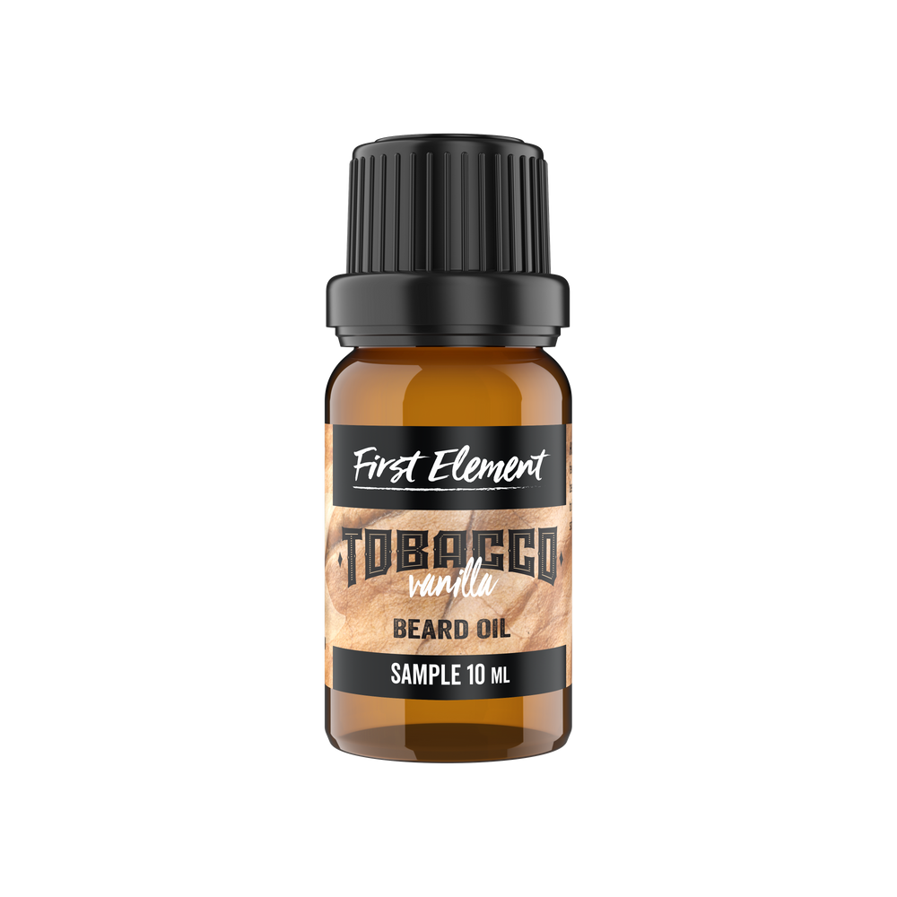 10ml Beard Oil - First Element Premium Vanilla Tobacco scented Beard Oil. Our Beard Oil comes in a nice 10ml amber glass bottle with Euro dropper. Premium quality, hand made in Canada, all natural, hand poured beard oil