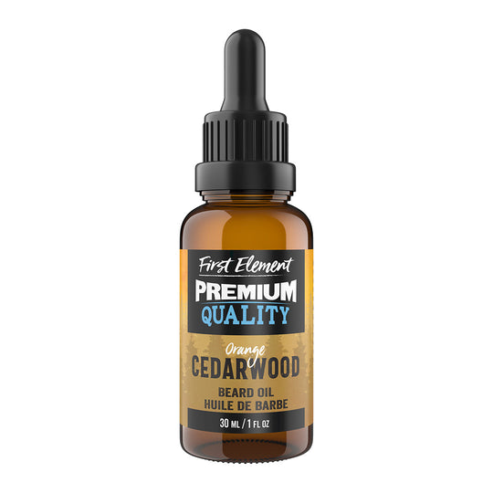  Orange Cedarwood Beard Oil - First Element Premium Orange Cedarwood scented Beard Oil. Our Beard Oil comes in a nice 30ml amber glass bottle with dropper. Premium quality, hand made in Canada, all natural, hand poured beard oil