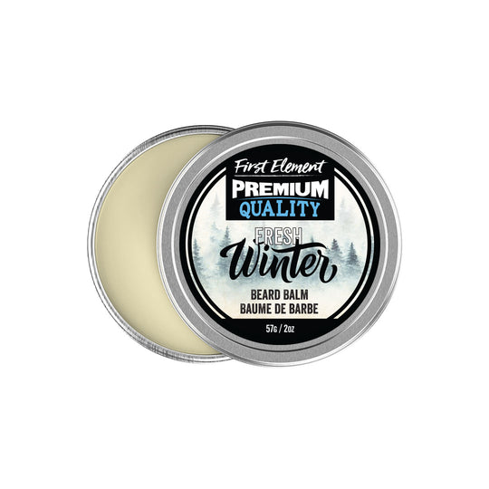 Fresh Winter Beard Balm - First Element - Premium Fresh Winter scented Beard Balm. Peppermint, Rosemary and Pink Grapefruit. Our Beard Balm comes in a nice 2oz metal tin with a screw on top with a tamper evident seal. Premium quality, hand made in Canada, all natural, hand poured beard balm