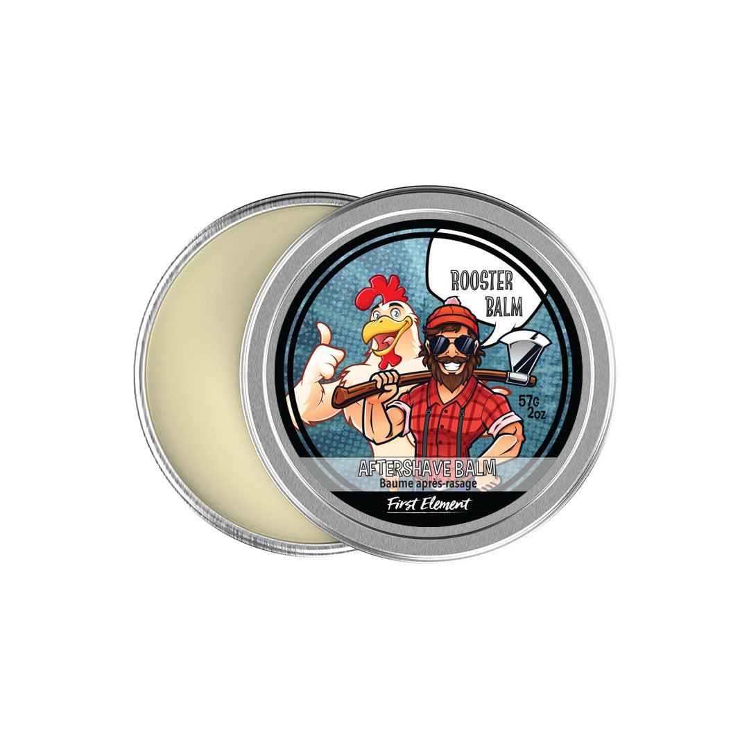 His Rooster Balm - Aftershave Balm 2oz metal tin with screw top and protective seal - First Element. 100% NATURAL aftershave balm